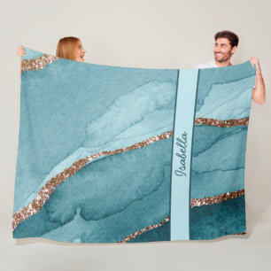 Couverture Polaire Tourbe Turquoise de marbre doré Turquoise personna