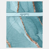 Couverture Polaire Tourbe Turquoise de marbre doré Turquoise personna (Devant)