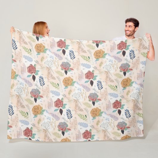 Couverture Polaire Tourbillon floral aquarelle (En situation)