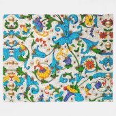 COUVERTURE POLAIRE TOURBILLONS FLEURIS BLEUS DE LA RENAISSANCE FLOREN (Devant (Horizontal))