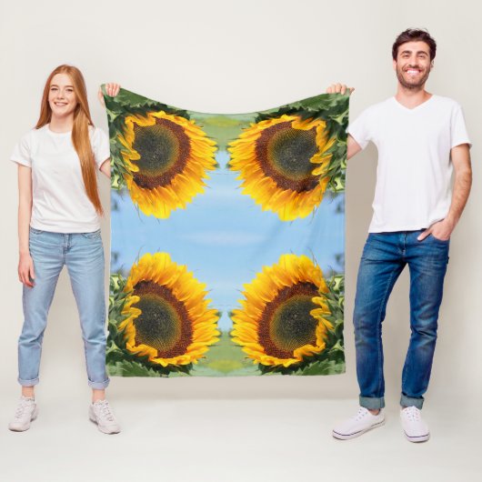 Couverture Polaire Tournesol Au Soleil Fleur Abstraite Art (En situation)