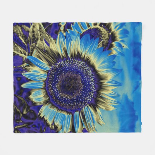 Couverture Polaire Tournesol bleu (Devant (Horizontal))