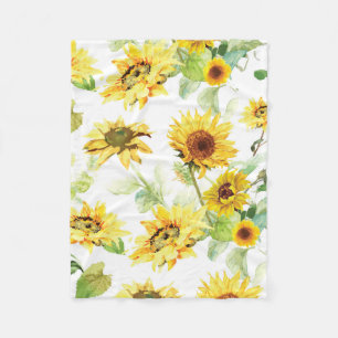 Couverture Polaire Tournesol d'aquarelle
