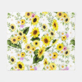Couverture Polaire Tournesol d'aquarelle 7 (Devant (Horizontal))