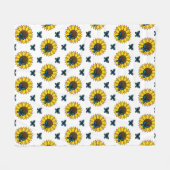 Couverture Polaire Tournesol et papillon bleu (Devant (Horizontal))