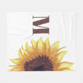Couverture Polaire Tournesol Monogramme Blanc (Devant (Horizontal))
