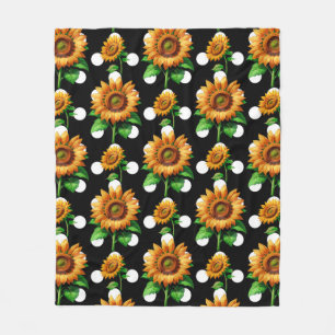 Couverture Polaire Tournesol Points de Fleurs