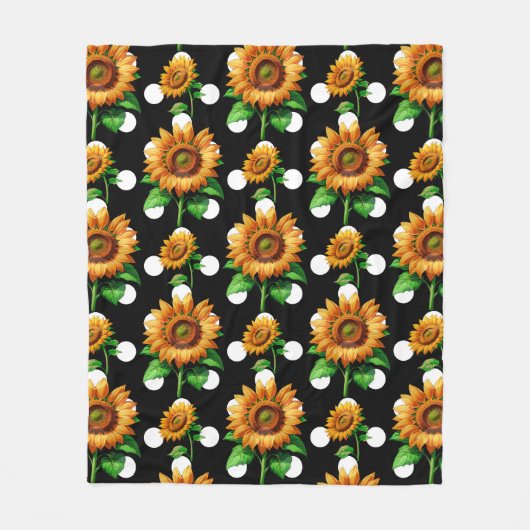 Couverture Polaire Tournesol Points de Fleurs (Devant)