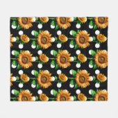Couverture Polaire Tournesol Points de Fleurs (Devant (Horizontal))