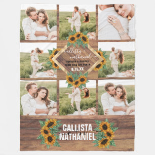 Couverture Polaire Tournesol romantique or Couple blanc photo Collage