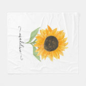 Couverture Polaire Tournesol rustique écriture nom personnalisé (Devant (Horizontal))