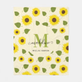 Couverture Polaire Tournesol rustique Jaune Feuille verte Script Mono (Devant)