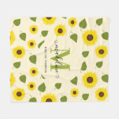 Couverture Polaire Tournesol rustique Jaune Feuille verte Script Mono (Devant (Horizontal))