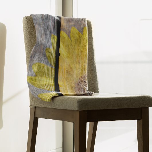 Couverture Polaire Tournesol Rustique Sur Bois