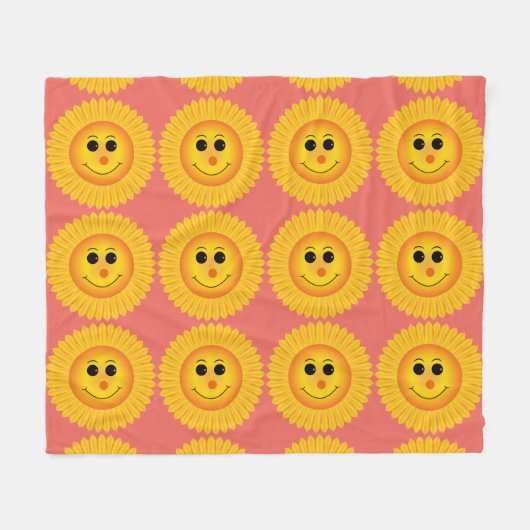 Couverture Polaire Tournesols de sourire (Devant (Horizontal))