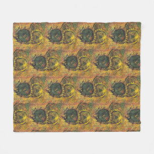 Couverture Polaire Tournesols de Van Gogh - Art floral doré vintage