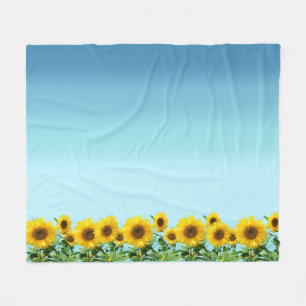 Couverture Polaire Tournesols élégants sur des nuances de bleu ciel