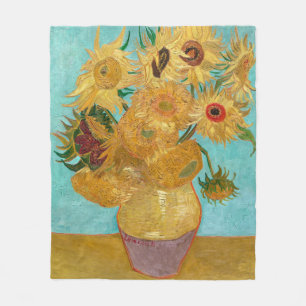 Couverture Polaire Tournesols, peinture de nature morte post-impressi
