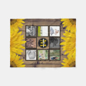 Couverture Polaire Tournesols rustiques de famille de collage fait (Devant (Horizontal))