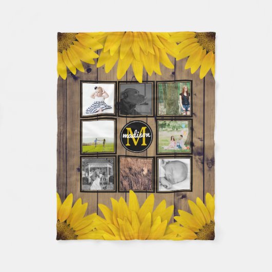 Couverture Polaire Tournesols rustiques de famille de collage fait (Devant)