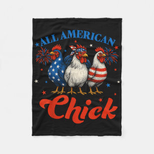Couverture Polaire Tous American Chick Usa poulet Retro 4 juillet P