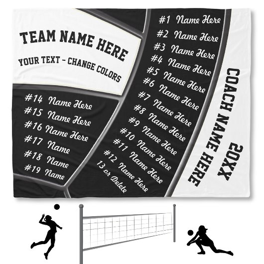Couverture Polaire TOUS Les Joueurs Black White Volleyball Cadeaux En