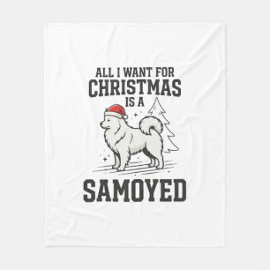 Couverture Polaire Tout ce que je veux pour Noël Chien Samoyède