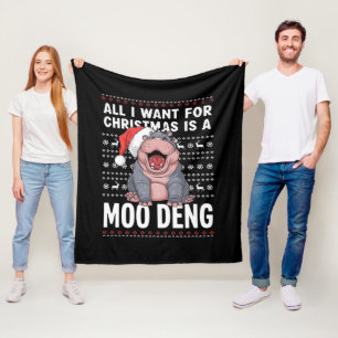 Couverture Polaire Tout ce que je veux pour Noël est un Moo Deng