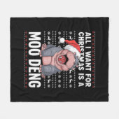 Couverture Polaire Tout ce que je veux pour Noël est un Moo Deng (Devant (Horizontal))