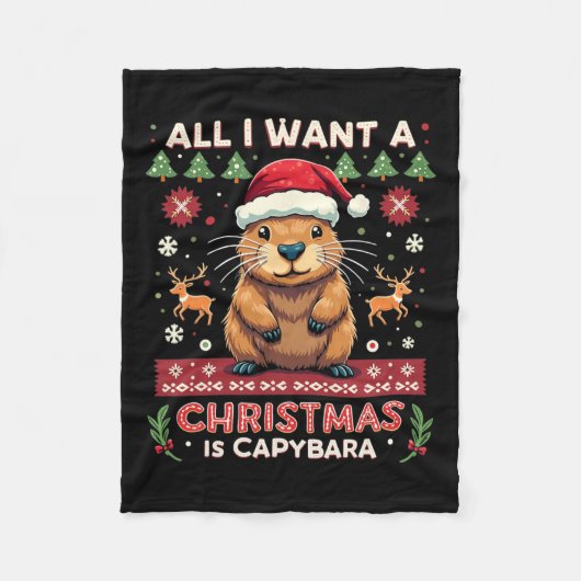 Couverture Polaire Tout Ce Que Je Veux Un Noël Est Capybara Christmas (Devant)