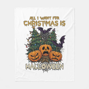 Couverture Polaire Tout ce que Noël veut, c'est Halloween Citrouilles