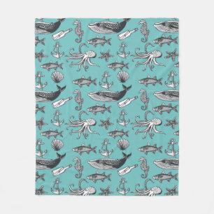 Couverture Polaire Tout les motif de mer