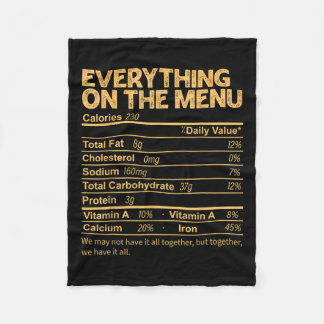 Couverture Polaire Tout Sur Le Menu Nutrition Facts Thanksgivin