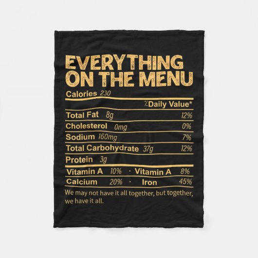 Couverture Polaire Tout Sur Le Menu Nutrition Facts Thanksgivin (Devant)
