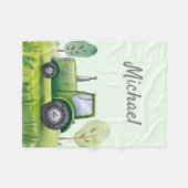Couverture Polaire Tracteur d'aquarelle verte personnalisé (Devant (Horizontal))
