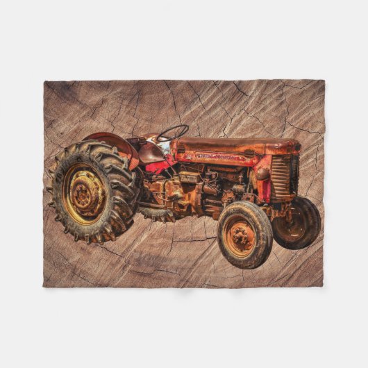 Couverture Polaire Tracteur rouge antique (Devant (Horizontal))