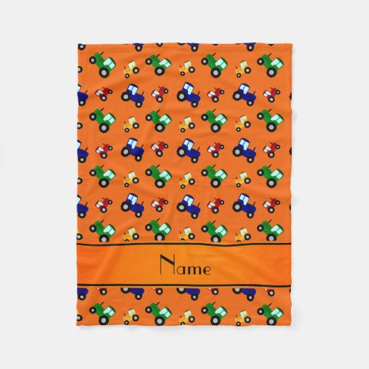 Couverture Polaire Tracteurs oranges nommés personnalisés (Devant)