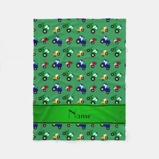 Couverture Polaire Tracteurs verts nommés personnalisés (Devant)