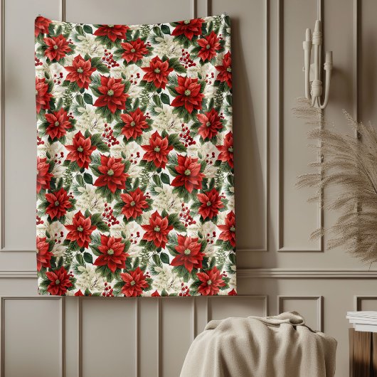 Couverture Polaire Traditional Blanket Red Poinsettia Winter Charm