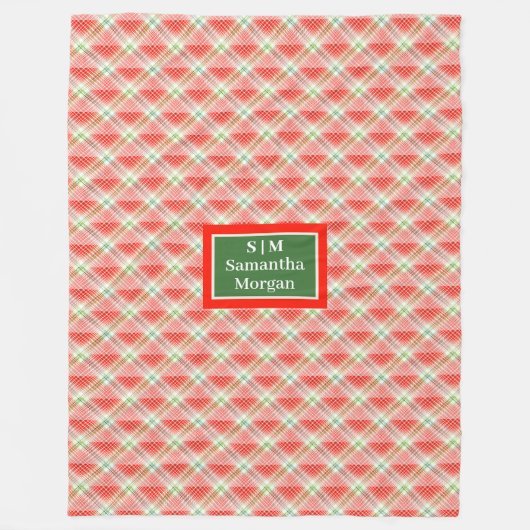Couverture Polaire Traditional Plaid Blanket Custom Monogram Gift (Devant)