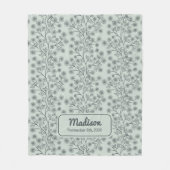 Couverture Polaire Trailing Nom Floral Date de naissance Bébé vert (Devant)