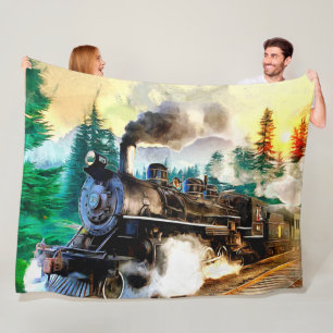 Couverture Polaire Train à vapeur en moteur forestier Locomotive à va