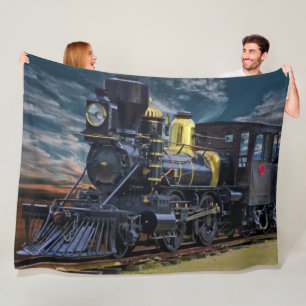 Couverture Polaire Train à vapeur noir Locomotive Railroad