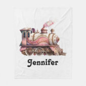 Couverture Polaire Train à vapeur rose Style Vintage (Devant)