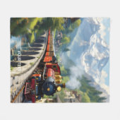 Couverture Polaire Train antique Imaginaire Crimson (Devant (Horizontal))