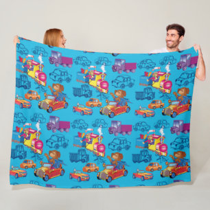 Couverture Polaire train et voiture pour le motif garçon