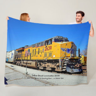 Couverture Polaire Train Locomotive Diesel Jaune - Ajouter un nom Can