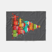 Couverture Polaire Train Railroad Locomotive Christmas Tree Xmas Hat  (Devant (Horizontal))