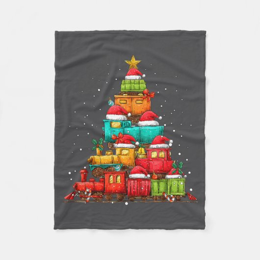 Couverture Polaire Train Railroad Locomotive Christmas Tree Xmas Hat  (Devant)