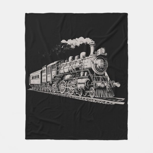 Couverture Polaire Train Vintage Graphisme Croquis Retro Steam (Devant)